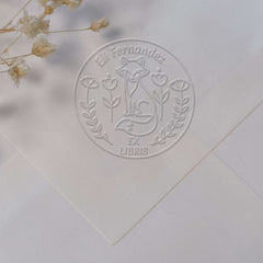 Sello en seco ex libris zorro florido