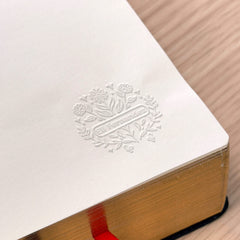 Sello en seco ex libris nombre florido