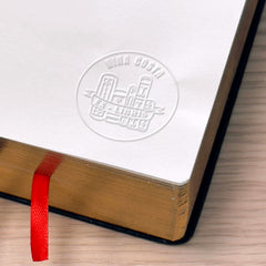 Sello en seco para libros banderola ex libris