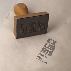 Sello ex libris líneas retro