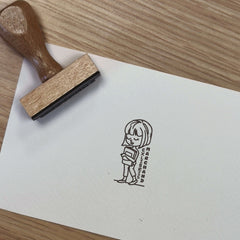 Sello ex libris niña dibujada