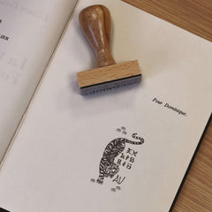 Sello ex libris felino japonés