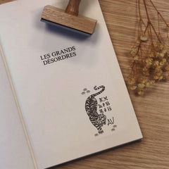Sello ex libris felino japonés