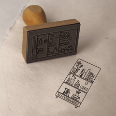 Sello ex libris estantería bien llena