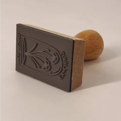 Sello ex libris flores bajo vidrio