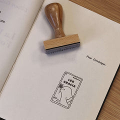 Sello ex libris pájaro con marco