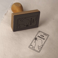 Sello ex libris pájaro con marco