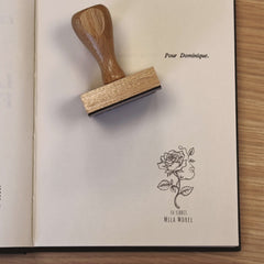 Sello ex libris rosa detallada