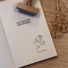 Sello ex libris dibujo de rosa