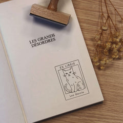 Sello ex libris gato enmarcado