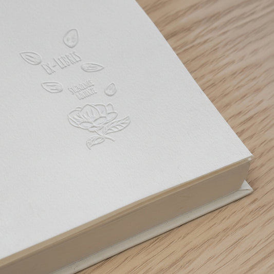 Sello en seco ex libris pétalos de rosa