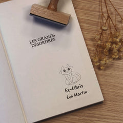 Sello ex libris gato muy suave