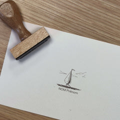 Sello ex libris pequeño barco de vela