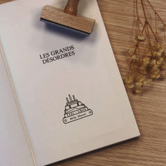 Sello ex libris libros pastel