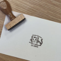 Sello ex libris gato atigrado